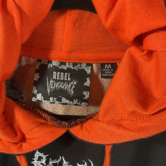 Rebel Vengeance Skeleton Napolean Stitched Hoodie Sweatshirt Men's M Black - Picture 3 of 6